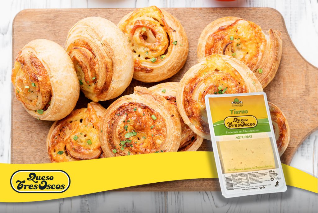 hojaldrados de jamón y queso tres oscos