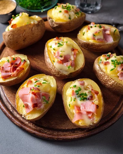 Patatas rellenas jamon york y queso